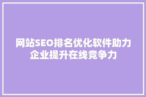 网站SEO排名优化软件助力企业提升在线竞争力