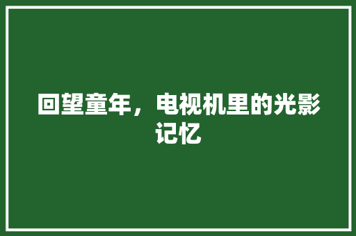 回望童年，电视机里的光影记忆
