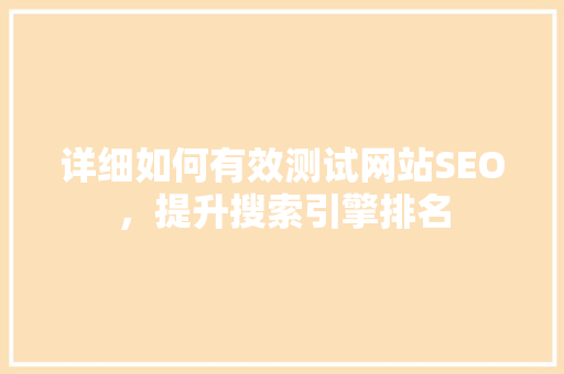 详细如何有效测试网站SEO，提升搜索引擎排名