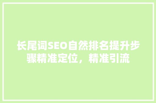 长尾词SEO自然排名提升步骤精准定位，精准引流