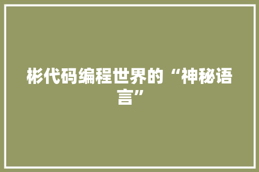 彬代码编程世界的“神秘语言”