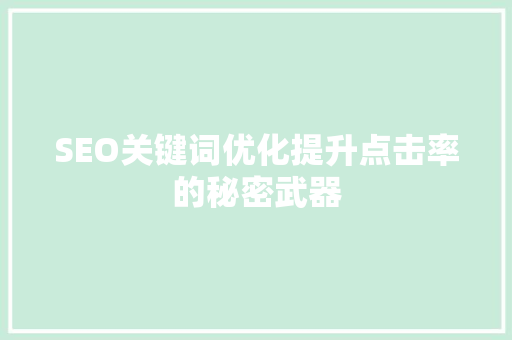 SEO关键词优化提升点击率的秘密武器