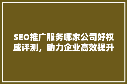 SEO推广服务哪家公司好权威评测，助力企业高效提升网络曝光
