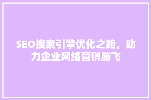 SEO搜索引擎优化之路，助力企业网络营销腾飞