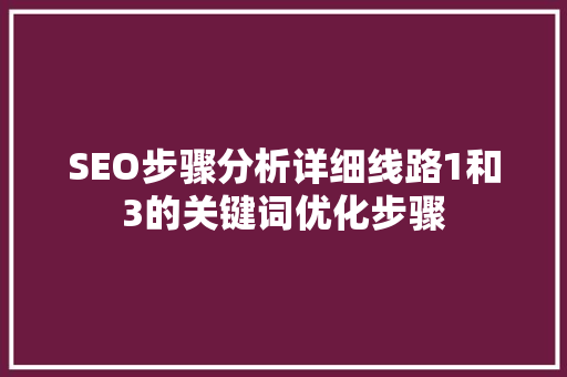 SEO步骤分析详细线路1和3的关键词优化步骤
