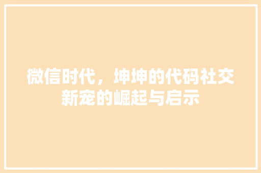 微信时代，坤坤的代码社交新宠的崛起与启示