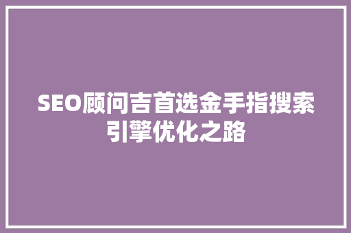 SEO顾问吉首选金手指搜索引擎优化之路