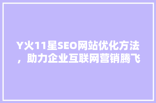 Y火11星SEO网站优化方法，助力企业互联网营销腾飞
