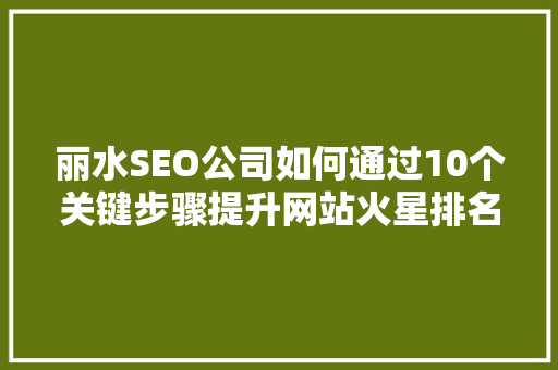 丽水SEO公司如何通过10个关键步骤提升网站火星排名