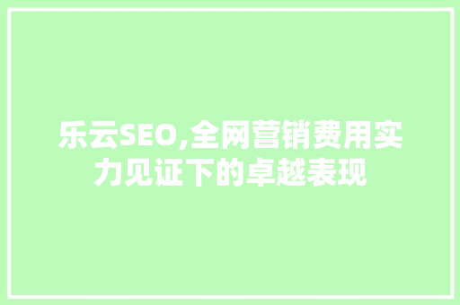 乐云SEO,全网营销费用实力见证下的卓越表现