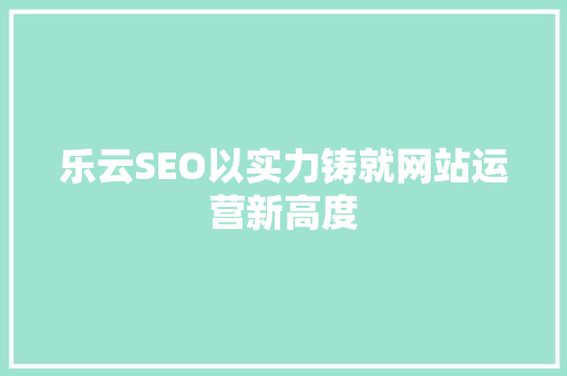 乐云SEO以实力铸就网站运营新高度