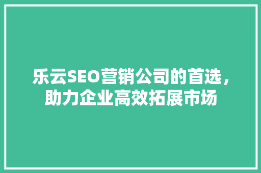 乐云SEO营销公司的首选，助力企业高效拓展市场