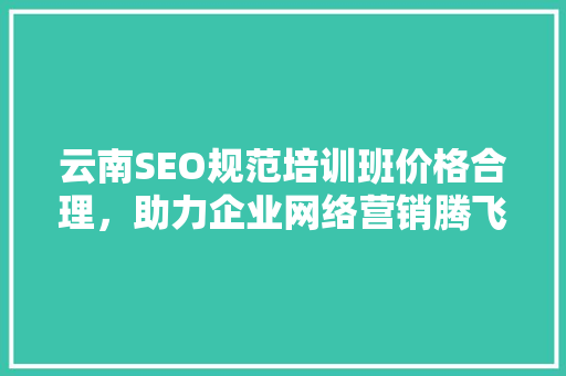 云南SEO规范培训班价格合理，助力企业网络营销腾飞