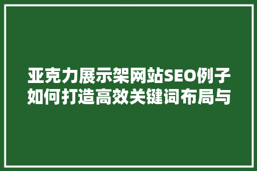 亚克力展示架网站SEO例子如何打造高效关键词布局与优化步骤  第1张