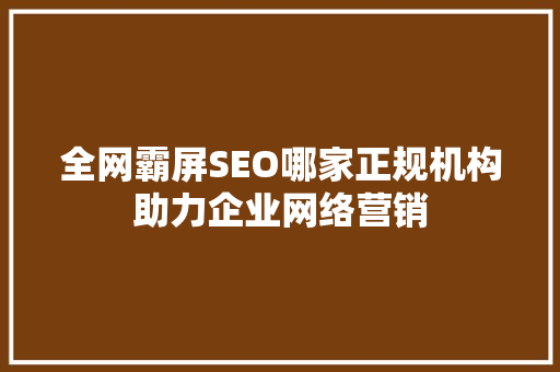 全网霸屏SEO哪家正规机构助力企业网络营销