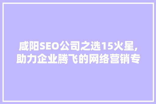 咸阳SEO公司之选15火星,助力企业腾飞的网络营销专家