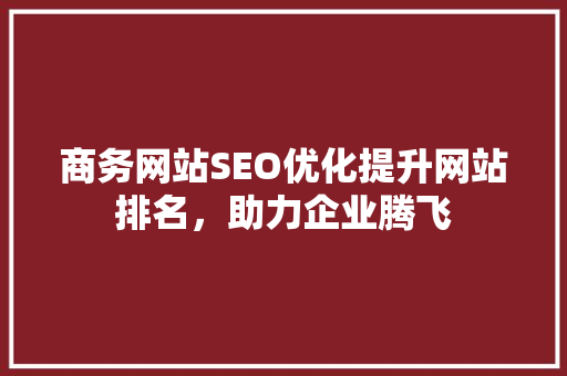 商务网站SEO优化提升网站排名，助力企业腾飞