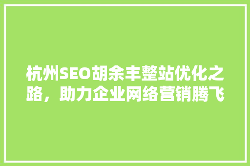 杭州SEO胡余丰整站优化之路，助力企业网络营销腾飞