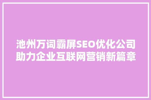 池州万词霸屏SEO优化公司助力企业互联网营销新篇章  第1张