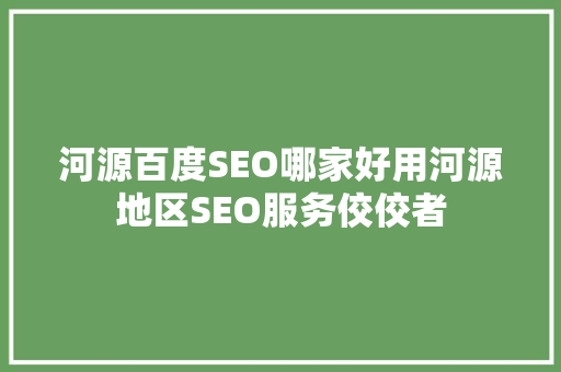 河源百度SEO哪家好用河源地区SEO服务佼佼者