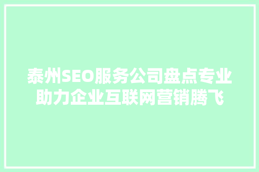 泰州SEO服务公司盘点专业助力企业互联网营销腾飞  第1张