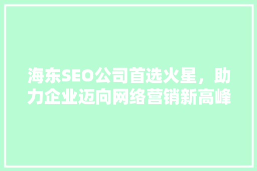 海东SEO公司首选火星，助力企业迈向网络营销新高峰