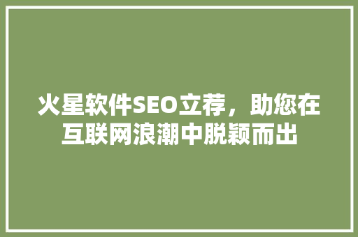 火星软件SEO立荐，助您在互联网浪潮中脱颖而出
