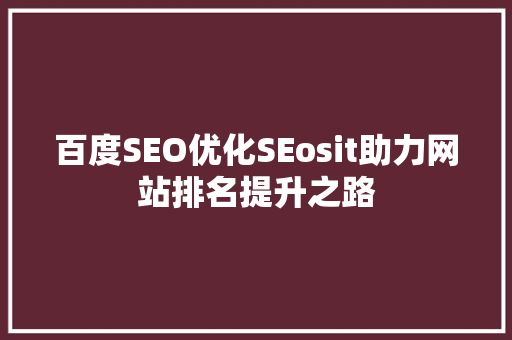 百度SEO优化SEosit助力网站排名提升之路