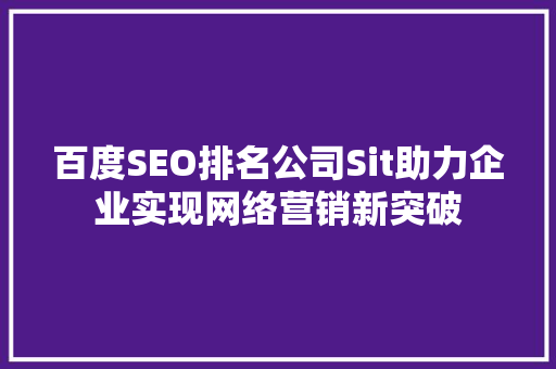百度SEO排名公司Sit助力企业实现网络营销新突破