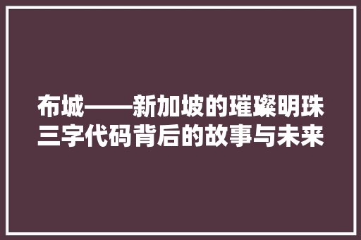 布城——新加坡的璀璨明珠三字代码背后的故事与未来展望