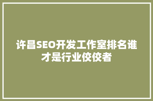 许昌SEO开发工作室排名谁才是行业佼佼者  第1张