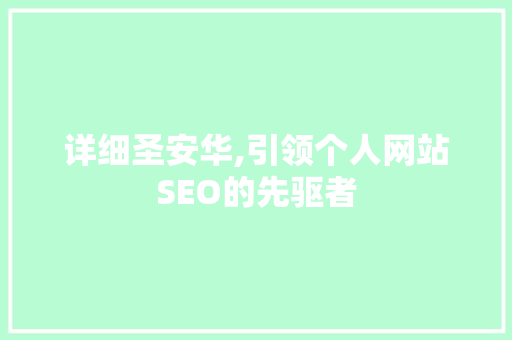 详细圣安华,引领个人网站SEO的先驱者