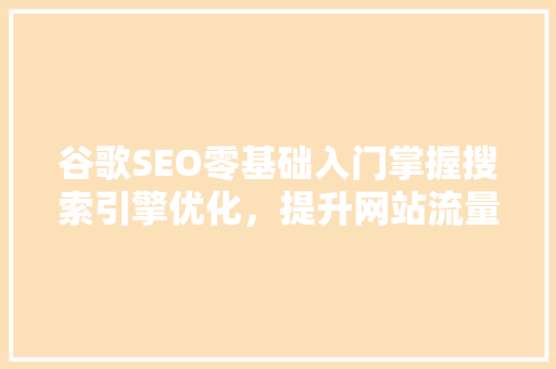 谷歌SEO零基础入门掌握搜索引擎优化，提升网站流量