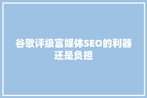 谷歌评级富媒体SEO的利器还是负担