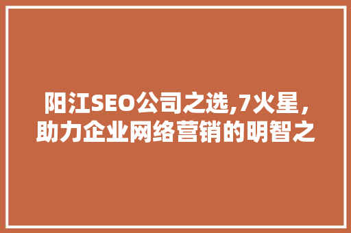 阳江SEO公司之选,7火星，助力企业网络营销的明智之选