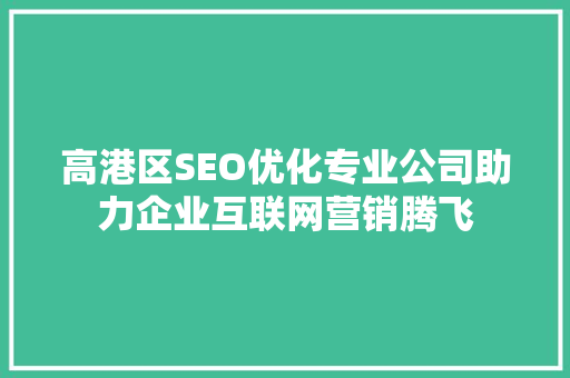 高港区SEO优化专业公司助力企业互联网营销腾飞