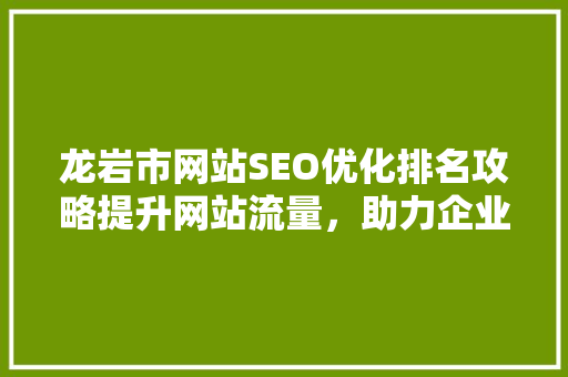 龙岩市网站SEO优化排名攻略提升网站流量，助力企业腾飞