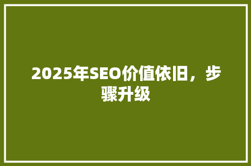 2025年SEO价值依旧，步骤升级