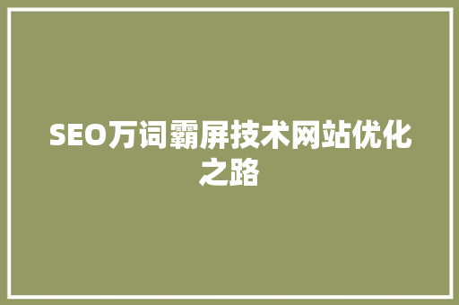SEO万词霸屏技术网站优化之路