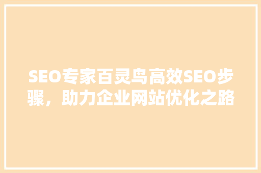 SEO专家百灵鸟高效SEO步骤，助力企业网站优化之路  第1张