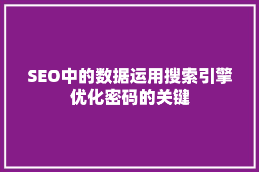 SEO中的数据运用搜索引擎优化密码的关键