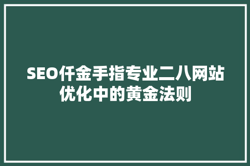SEO仟金手指专业二八网站优化中的黄金法则