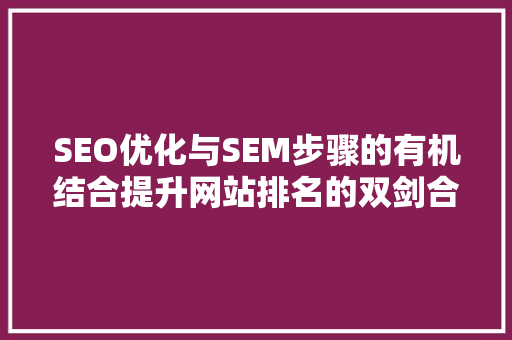 SEO优化与SEM步骤的有机结合提升网站排名的双剑合璧