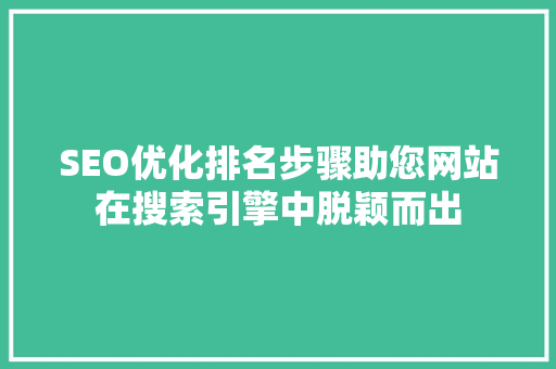SEO优化排名步骤助您网站在搜索引擎中脱颖而出