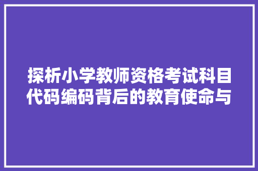 探析小学教师资格考试科目代码编码背后的教育使命与挑战
