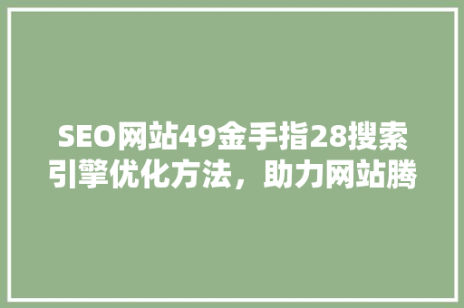 SEO网站49金手指28搜索引擎优化方法，助力网站腾飞