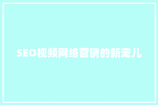 SEO视频网络营销的新宠儿