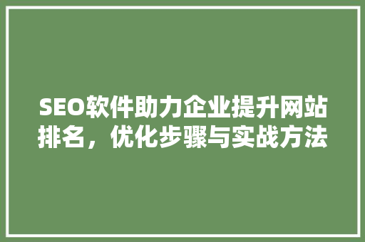 SEO软件助力企业提升网站排名，优化步骤与实战方法