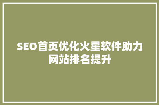 SEO首页优化火星软件助力网站排名提升