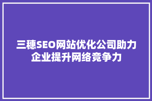 三穗SEO网站优化公司助力企业提升网络竞争力